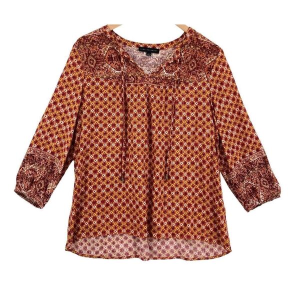 Jane and Delancey Women's size small Multicolor V-Neck Peasant Blouse - Picture 1 of 8